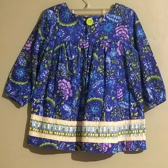 POPPY Whitaker Blue Floral Preppy Ruffle Short Dress, Size 6 - Picture 2 of 6